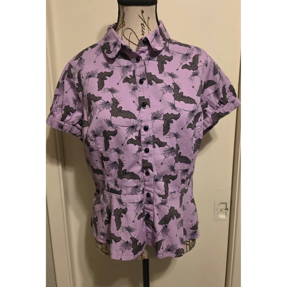 ModCloth x Collectif Feeling 'Scary' Happy Blouse Top Bats Spiderwebs Halloween